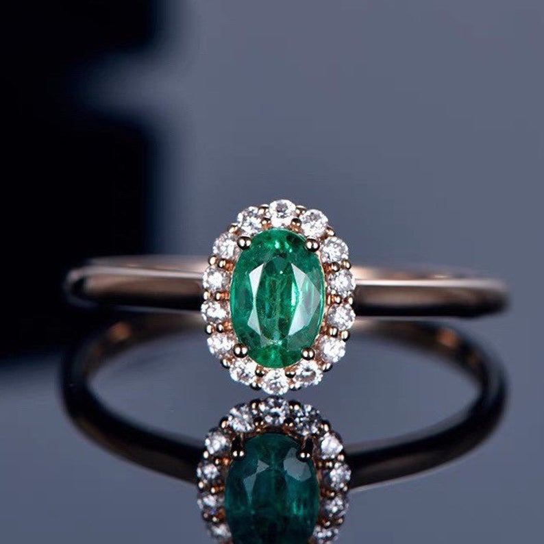 Eternity Emerald Oval Diamond Halo 18ct White Gold Engagement Ring | Jian  London